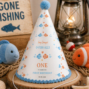 Vintage Fishing Rod O-Fish-Ally One 1st Birthday Party Hat