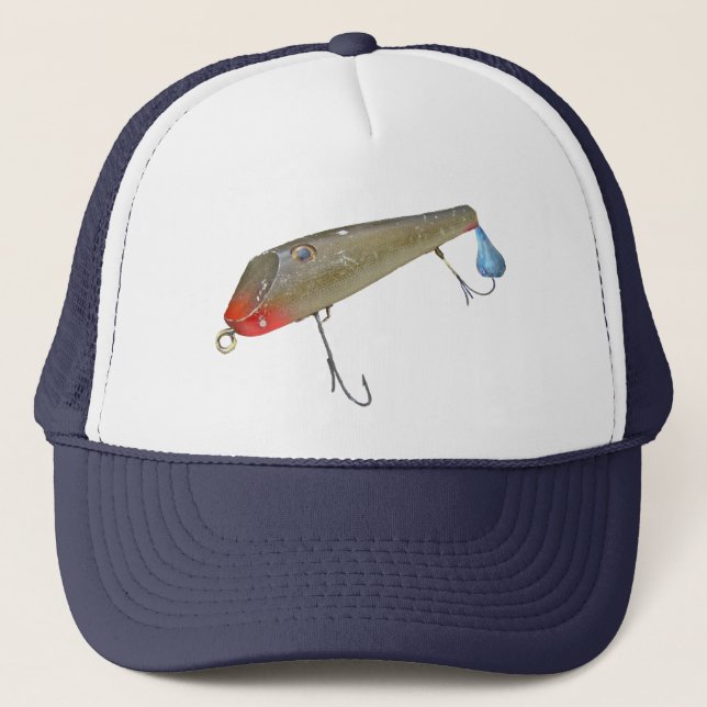 Vintage Fishmaster Jerry Sylvester Flaptail Lure Trucker Hat (Front)
