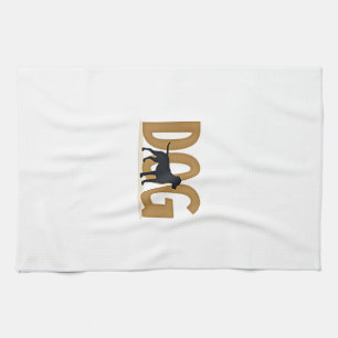 Vintage Fitness Lifestyle Husky Workout Dog Cartoo Tea Towel