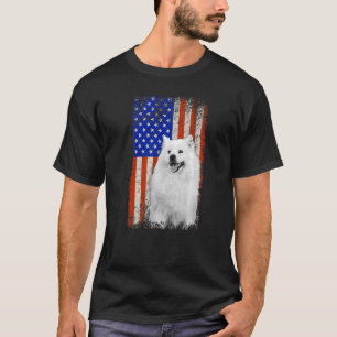 Vintage Flag American Eskimo Dog Dad Mum Puppy Pat T-Shirt