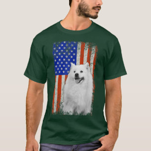 Vintage Flag American Eskimo Dog Dad Mum Puppy Pat T-Shirt