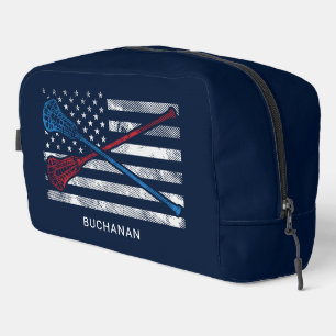 Vintage Flag and Lacrosse Bats Personalised Retro Dopp Kit