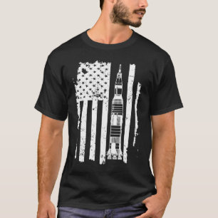 Vintage Flag Apollo 11 Saturn V Rocket Space Astro T-Shirt