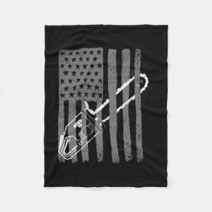 Vintage flag chainsaw _ cute woodworker funny fleece blanket