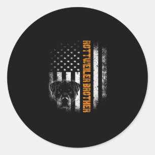 Vintage Flag funny Dog Rottweiler Brother Best Classic Round Sticker