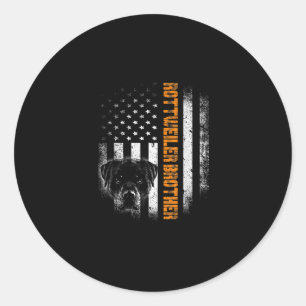 Vintage Flag funny Dog Rottweiler Brother Best Classic Round Sticker
