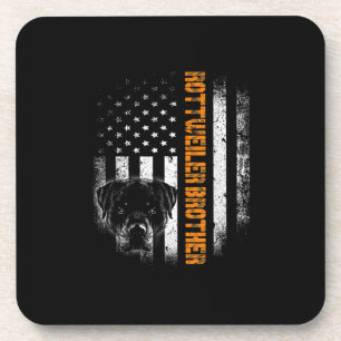 Vintage Flag funny Dog Rottweiler Brother Best Coaster