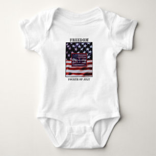 Vintage Flag Patriotic July 4th Custom Monogram Baby Bodysuit