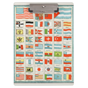 Vintage Flags Of All Nations Educational Poster Clipboard
