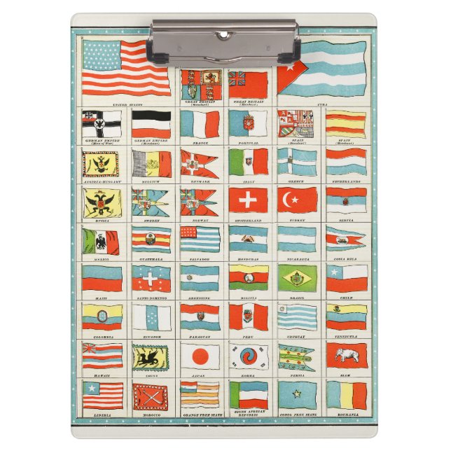 Vintage Flags Of All Nations Educational Poster Clipboard (Front)