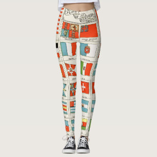 Vintage Flags Of All Nations Educational Poster Leggings