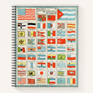 Vintage Flags Of All Nations Educational Poster Notebook