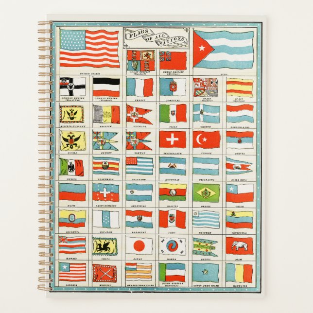 Vintage Flags Of All Nations Educational Poster Planner (Front)