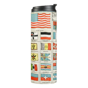 Vintage Flags Of All Nations Educational Poster Thermal Tumbler
