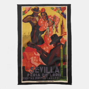 Vintage flamenco dancers Spanish Tea Towel