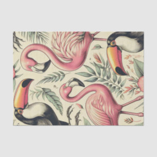 Vintage Flamingo and Toucan Seamless Tissue Paper