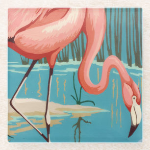 Vintage Flamingo Glass Coaster