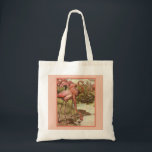 Vintage Flamingo Illustration Print Canvas Tote  Bag<br><div class="desc">This is one fantastic old postcard illustration of graceful flamingos repurposed on a canvas tote bag.</div>