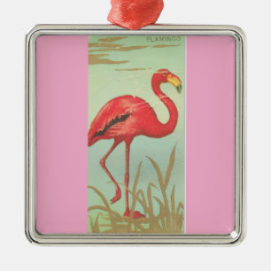 Vintage Flamingo Metal Ornament