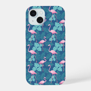 Vintage Flamingo Navy Blue iPhone 15 Case