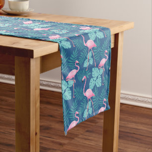 Vintage Flamingo Navy Blue Long Table Runner