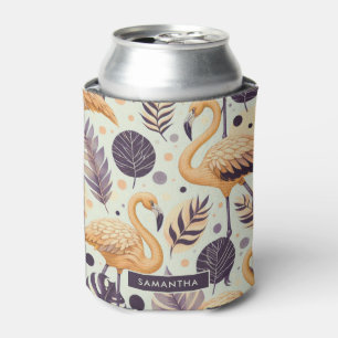 Vintage Flamingo Seamless Can Cooler