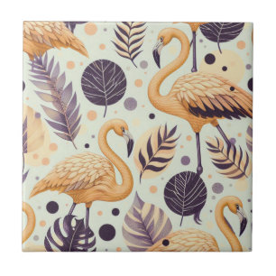 Vintage Flamingo Seamless Ceramic Tile