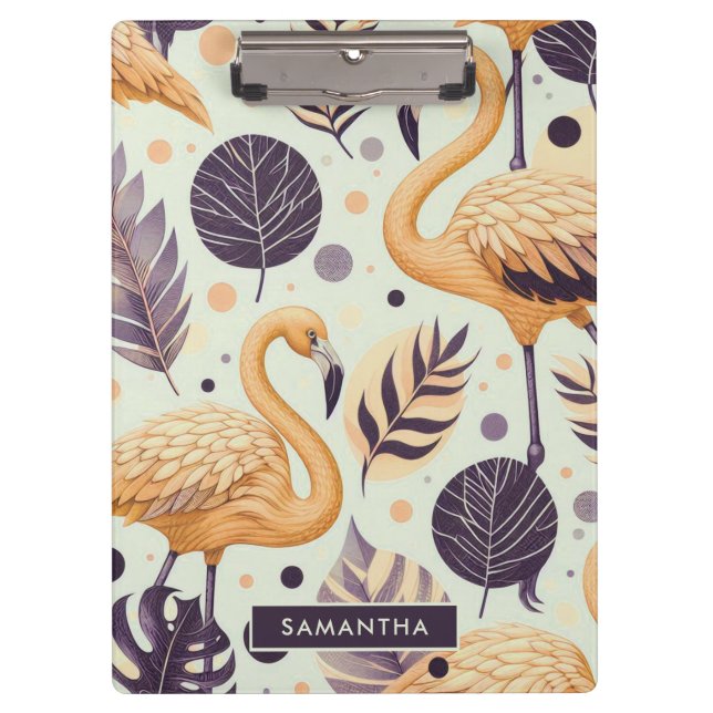 Vintage Flamingo Seamless Clipboard (Front)