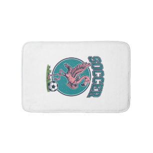 Vintage Flamingo Soccer Player Graphic Shirt_1 Bath Mat