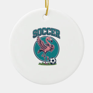 Vintage Flamingo Soccer Player Graphic Shirt_1 Ceramic Ornament