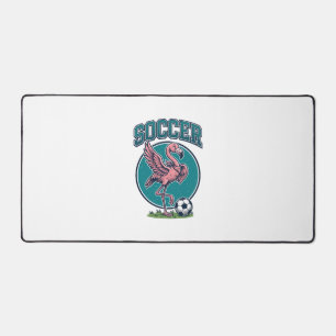 Vintage Flamingo Soccer Player Graphic Shirt_1 Desk Mat