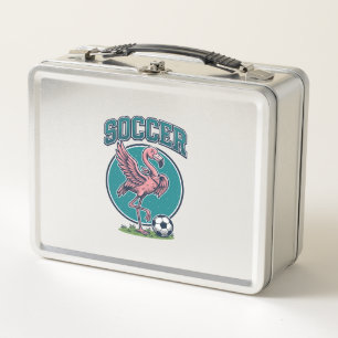 Vintage Flamingo Soccer Player Graphic Shirt_1 Metal Lunch Box