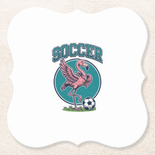 Vintage Flamingo Soccer Player Graphic Shirt_1 Paper Coaster