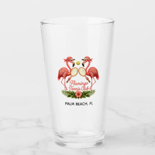 Vintage Flamingo Tennis Club Personalised Glass