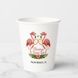 Vintage Flamingo Tennis Club Personalised Paper Cups