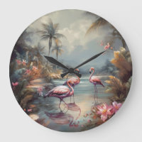 Vintage Flamingo Tropical Lagoon Florida Art