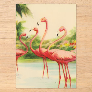 Vintage Flamingos Acrylic Invitations