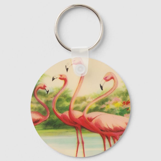 Vintage Flamingos Key Ring (Front)