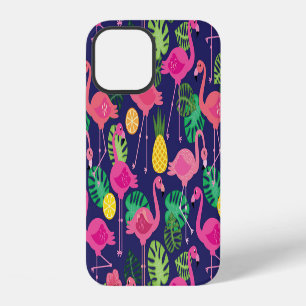 Vintage flamingos, summer elements pattern iPhone 12 case