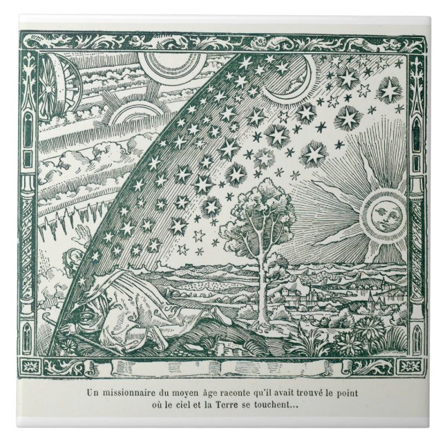 Vintage Flammarion Illustration of Universe Ceramic Tile (Front)