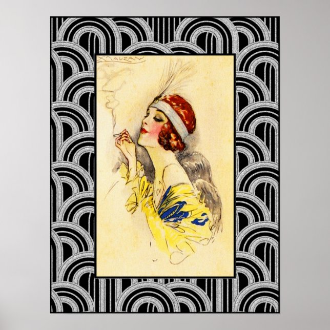 Vintage Flapper Art Deco Poster. Poster (Front)