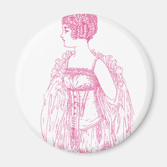 Vintage Flapper Corset Pink Magnet (Front)