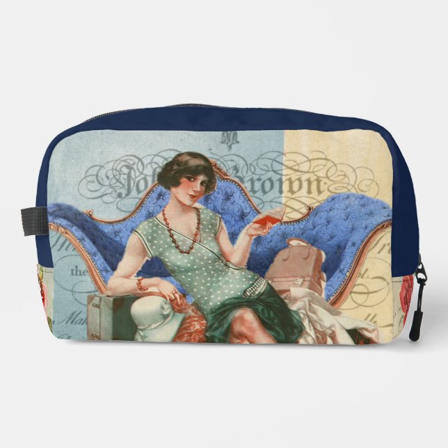 Vintage Flapper Girl in 1920s Paris Dopp Kit (Front)