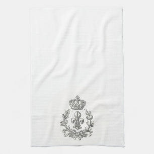 Vintage Fleur de Lis and Crown-kitchen towel