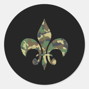 Vintage Fleur De Lis Camo New Orleans Nola Mardi G Classic Round Sticker