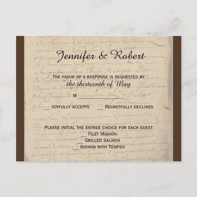 Vintage Fleur de Lis Love Letter RSVP Postcard (Front)