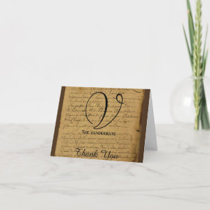 Vintage Fleur de Lis Love Letter Wedding Thank You Card