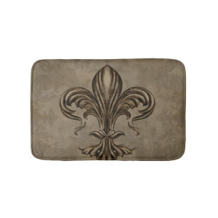 Vintage Fleur-de-lis Sepia Bath Mat