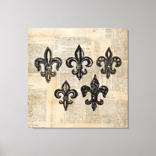 Vintage Fleur de Lis Symbols Fleur-de-lis Art Canvas Print