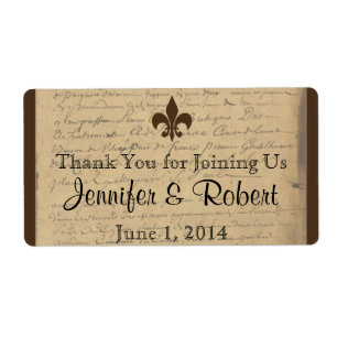 Vintage Fleur de Lis Water Bottle Label
